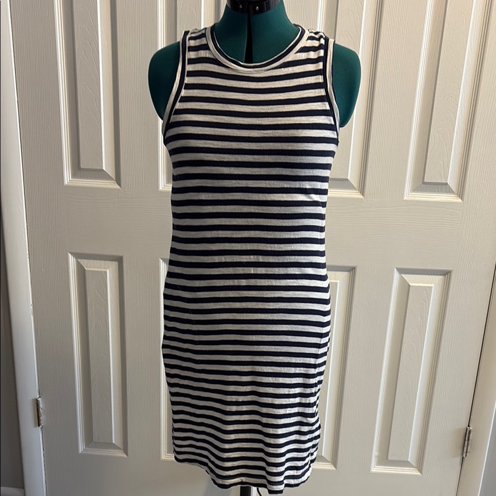 Old Navy Navy and White Striped Knit Dress Small